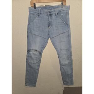 G Star Raw Jeans Men's 5620, 3D Zip Knee Skinny, Light Blue, Size 33x30